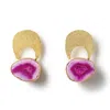 Yaa Yaa London Women's Gold / Pink Quietly Confident Fuchsia Agate Crystal Gold Earrings In Multi