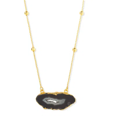 Yaa Yaa London Women's Gold Vermeil Black Crystal 'my First Love' Gemstone Necklace