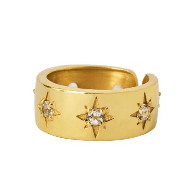 Yaa Yaa London Women's Gold / White / Neutrals Love You Forever Gemstone Gold Vermeil Ring In Multi