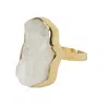 Yaa Yaa London Women's Gold / White Quiet Luxury Irregular Rainbow Moonstone Adjustable Gold Ring