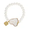 Yaa Yaa London Women's Gold / White White Agate Geode Bead Stretch Bracelet - Gold In Multi