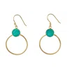 Yaa Yaa London Women's Green / Gold Colour Pop Green Druzy Gold Hoop Earrings