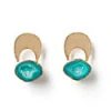 Yaa Yaa London Quietly Confident Rose Gold Green Agate Crystal Earrings In Crystal