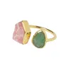 Yaa Yaa London Women's Green / Pink Colour Fusion Adjustable Ring - Green Aventurine / Pink Rhodochrosite In Multi
