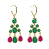 Yaa Yaa London Women's Green / Pink Nefretiti Gemstone Earrings In Multi