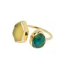 Yaa Yaa London Women's Green / Yellow Colour Fusion Adjustable Ring - Green Sillimanite / Yellow Chalcedony In Multi