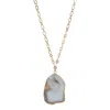 Yaa Yaa London Women's Grey / Gold / White Chunky And I Like It Long Gemstone White Grey Pendant Necklace
