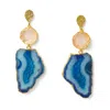 Yaa Yaa London Women's 'hold On' Rose Quartz Blue Agate Gemstone Statement Earrings In Blue