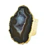Yaa Yaa London Neutral Mega Gemstone Gold Statement Ring In Statement