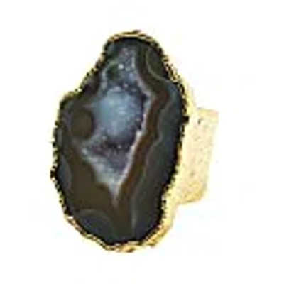 Yaa Yaa London Neutral Mega Gemstone Gold Statement Ring