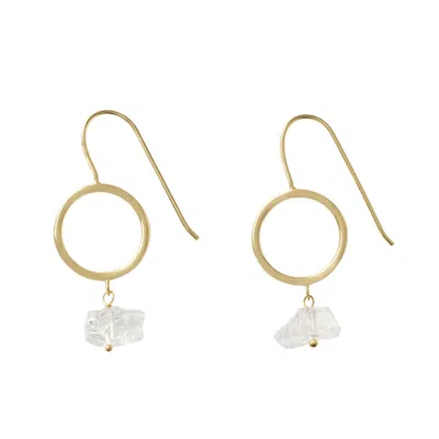 Yaa Yaa London Women's Neutrals / Gold Quiet Luxury Gold Hoop Crystal Drop Earrings