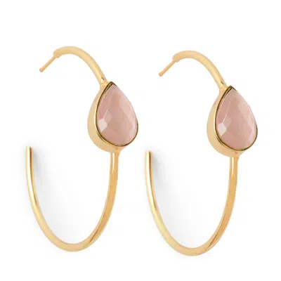 Yaa Yaa London Women's Orange / Pink Spring Life Pink Gemstone Hoop Earrings In Multi