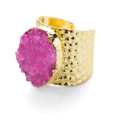 Yaa Yaa London Women's Pink / Purple Bubble Gum Pink Crystal Crush Semi-precious Statement Ring