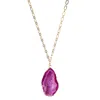 Yaa Yaa London Women's Pink / Purple / Gold Chunky And I Like It Long Gemstone Magenta Pink Pendant Necklace