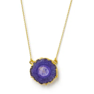 Yaa Yaa London Women's Pink / Purple Purple 'solar Power' Gold Vermeil Gemstone Necklace