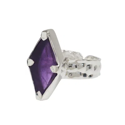 Yaa Yaa London Women's Pink / Purple / Silver Piccola Sterling Silver Amethyst Gemstone Ring