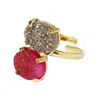Yaa Yaa London Women's Pink / Silver Colourpop Lux Adjustable Ring - Pewter/raspberry In Multi