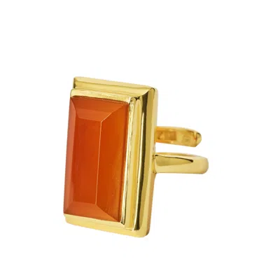Yaa Yaa London Women's Red / Gold / Yellow My Rock Gold Vermeil Red Onyx Adjustable Ring