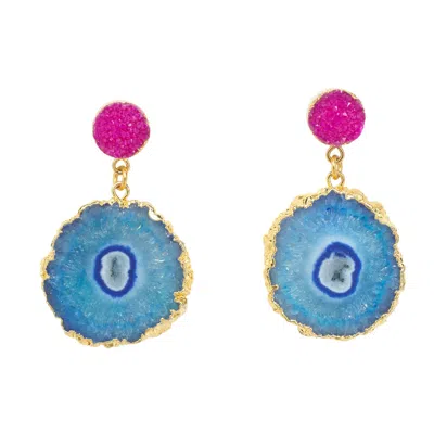 Yaa Yaa London Women's 'so Solar' Blue Pink Gemstone Earrings