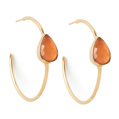 Yaa Yaa London Women's Spring Life Orange Gemstone Hoop Earrings