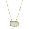 Yaa Yaa London Women's True Love Gemstone Gold Bead Necklace - White Agate In White
