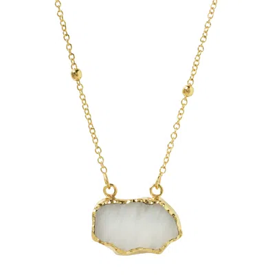 Yaa Yaa London Women's True Love Gemstone Gold Bead Necklace - White Agate