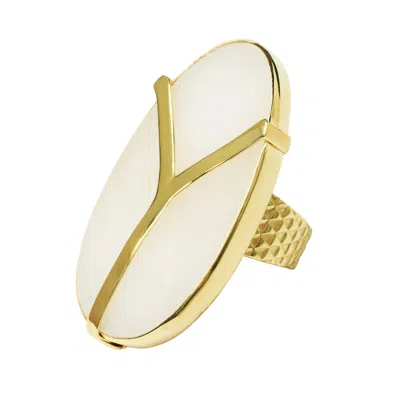 Yaa Yaa London Women's White Agate Yaa Yaa Adjustable Gemstone Ring