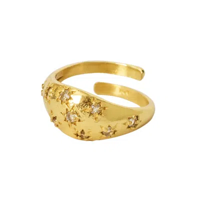 Yaa Yaa London Women's White / Neutrals / Gold Precious Daughter White Topaz Gemstone Gold Vermeil Ring In Multi