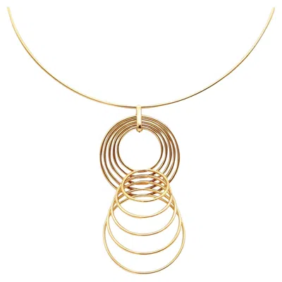 Pre-owned Yaacov Agam 1970 Paris Kinetic Op-art Sculptural Circles Necklace In 18kt Gold In Multi