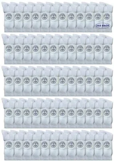 Pre-owned Yacht & Smith 240 Pk Mens Wholesale Bulk Cotton Socks,sport Socks 8-12 (white)-mens Crew Socks
