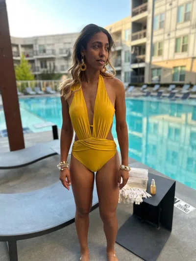 Yacht Club Access Sailing One Piece Swimwear In Golden Sun In Yellow