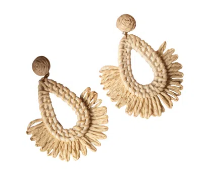 Yacht Club Access Women's Wicker Earrings In Beige In Gold