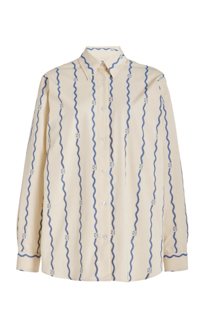 Yaitte Bouy Wave-patterned Cotton Fil Coupé Shirt In White