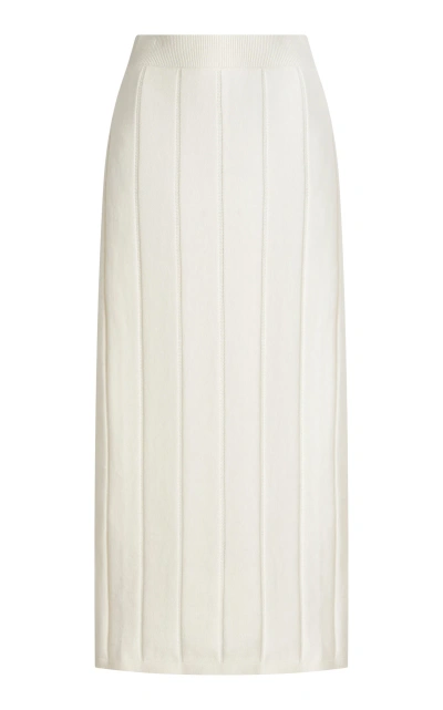 Yaitte Cotton-cashmere Knit Midi Column Skirt In Off-white