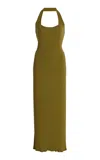 Yaitte Exclusive Capri Ribbed-knit Midi Halter Dress In Green