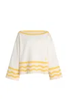 Yaitte Exclusive Riviera Striped Towel-cotton Top In White