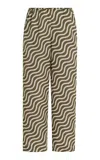 Yaitte Fiji Printed Satin Pants In Green