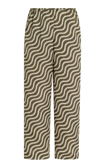 Yaitte Fiji Printed Satin Pants In Green