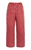 Yaitte Fiji Silk-blend Wide-leg Pants In Red