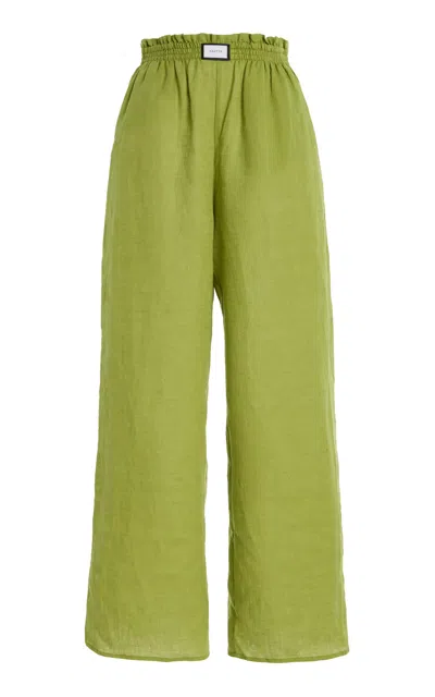 Yaitte Janiero Linen Wide-leg Pants In Green