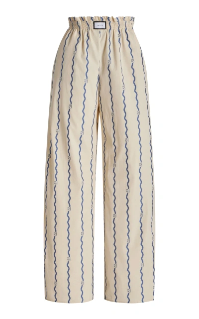 Yaitte Janiero Wave-patterned Cotton Fil Coupé Trousers In White