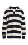 Yaitte Sailor Cashwool Knit Polo Shirt In Stripe