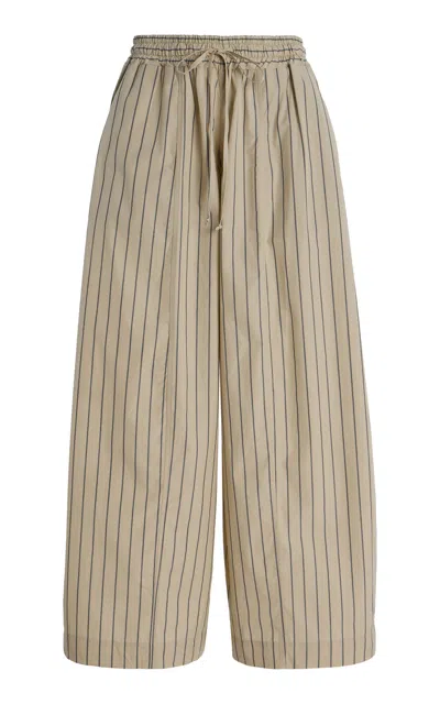 Yaitte Soller Pinstriped Cotton Wide-leg Pants In Stripe