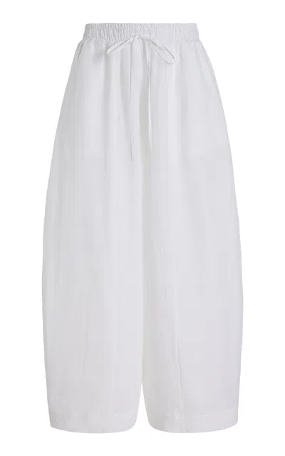 Yaitte Soller Wide-leg Linen Pants In White