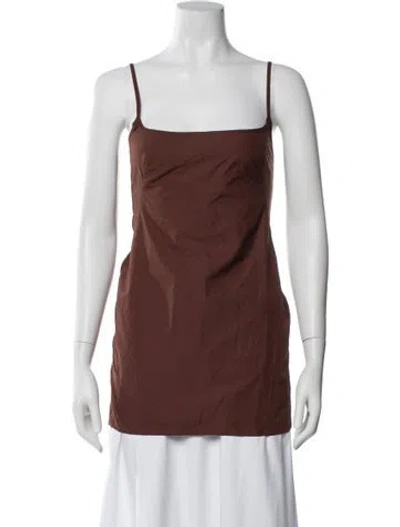 Pre-owned Yaitte Square Neckline Sleeveless Top In Brown