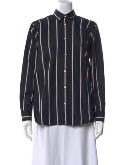 Pre-owned Yaitte Striped Long Sleeve Button-up Top In Multicolor