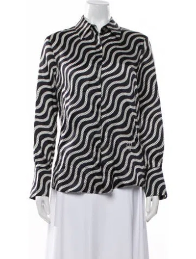 Pre-owned Yaitte Striped Long Sleeve Top In Blue