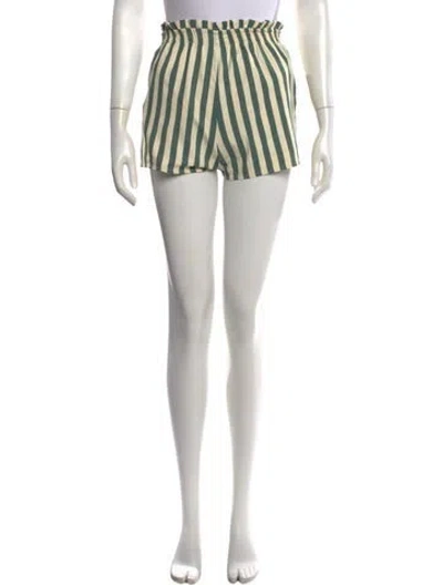 Pre-owned Yaitte Striped Mini Shorts In Green