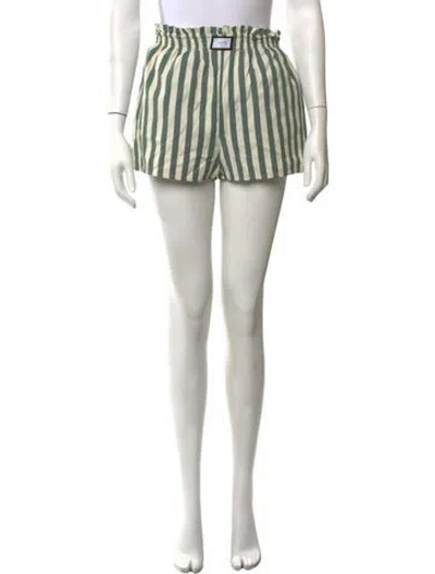 Pre-owned Yaitte Striped Mini Shorts In Green