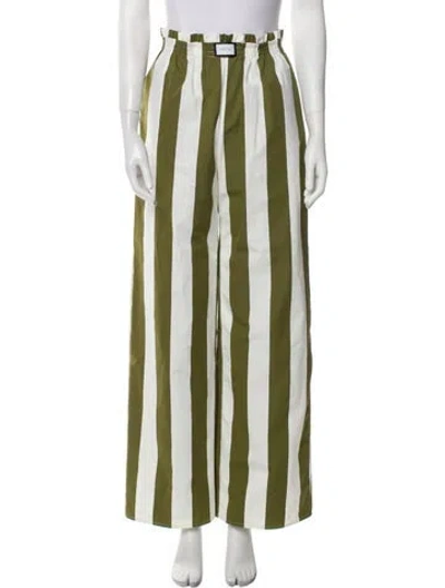 Pre-owned Yaitte Striped Wide Leg Pants In Green